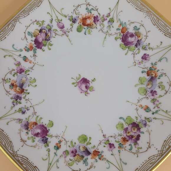 T&V Limoges Hand Painted Floral Porcelain Plate, Artist Signed 7" - Picture 2 of 5